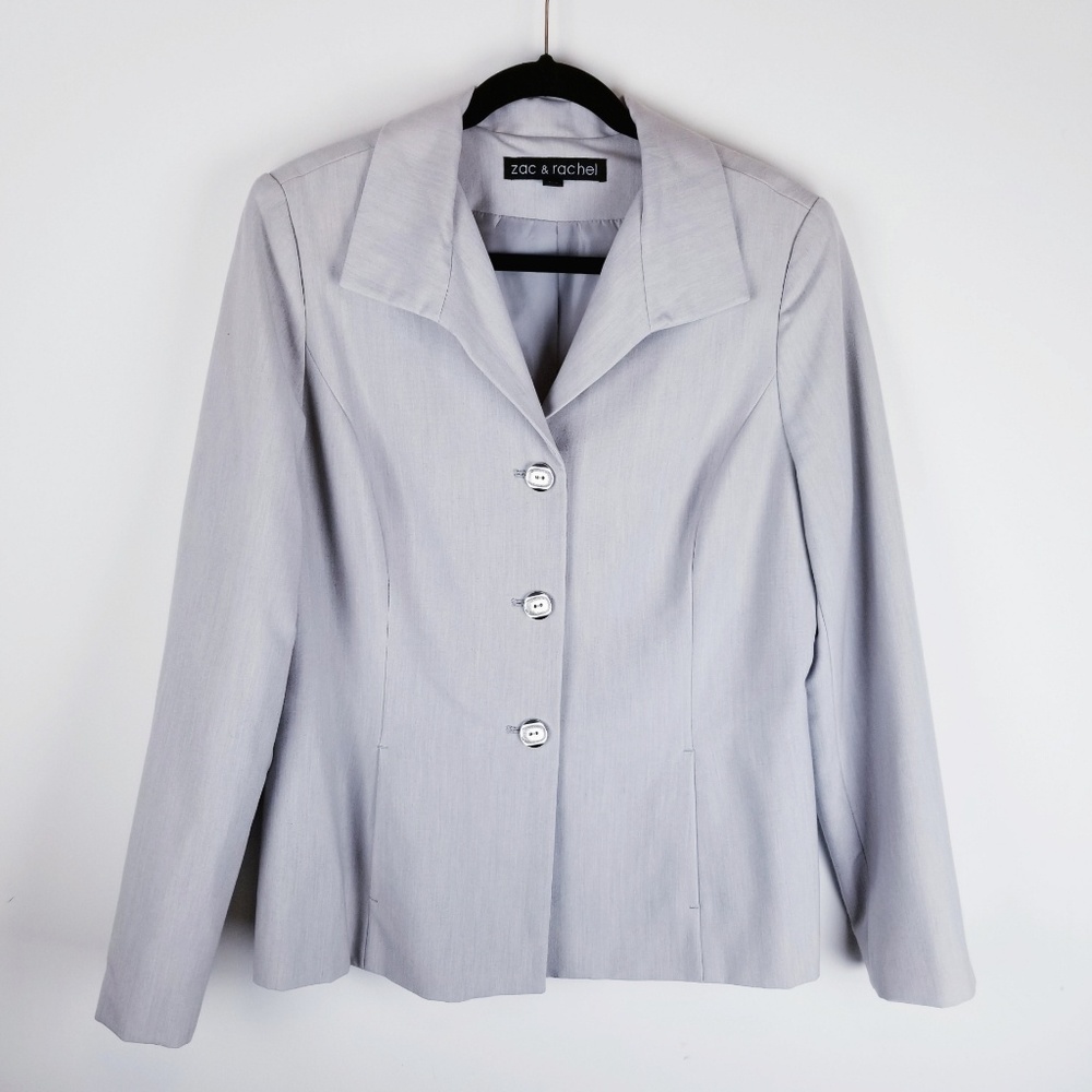 Zac and Rachel grey three button work blazer 14